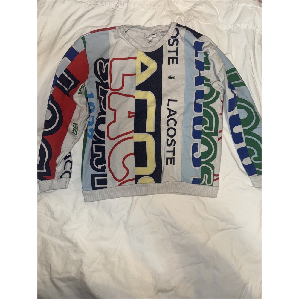 Lacoste Kids Sweatshirt Size 12 Logo Print Colorblock Designer Pullover